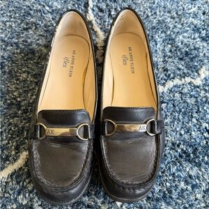 Anne Klein Navy Blue Loafers with Silver Accents